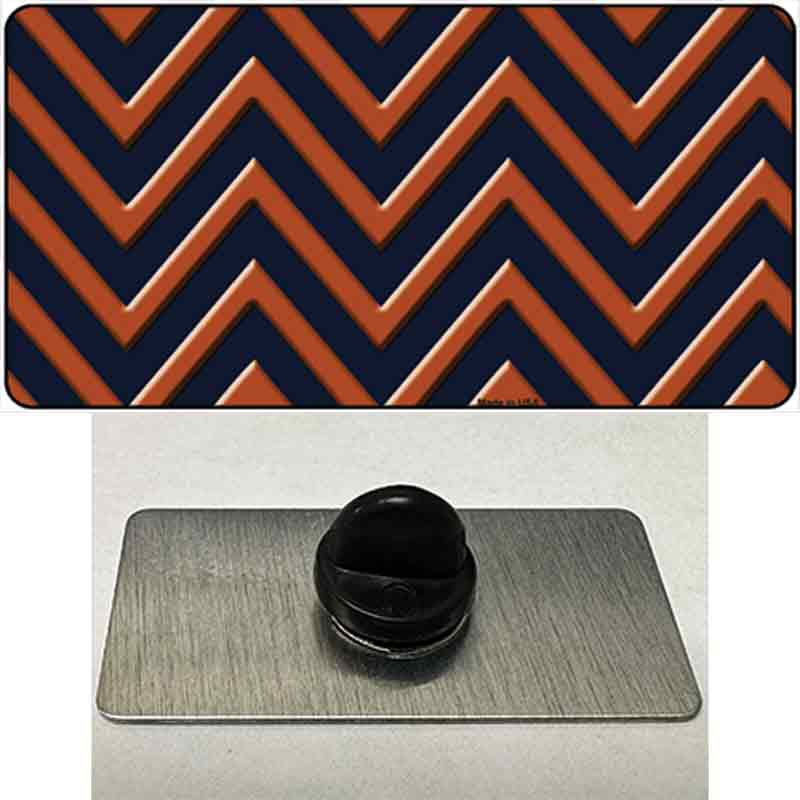 Orange Navy Blue Chevron Novelty Metal Hat Pin