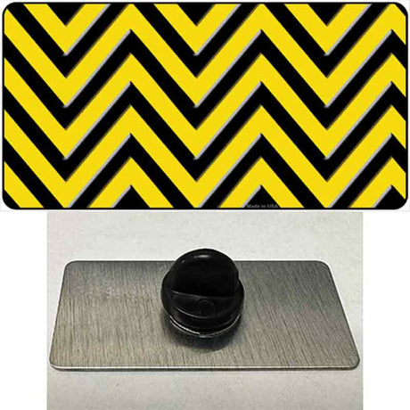 Yellow Black Chevron Novelty Metal Hat Pin