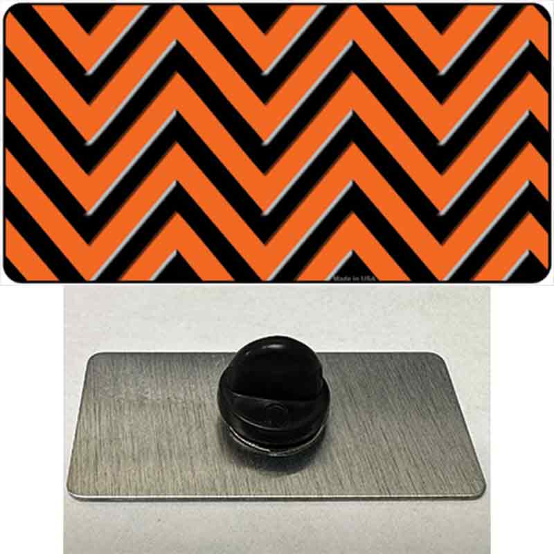 Orange Black Chevron Novelty Metal Hat Pin