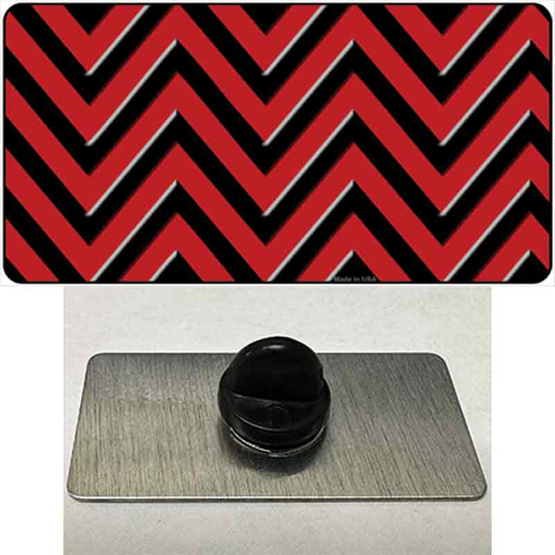 Red Black Chevron Novelty Metal Hat Pin