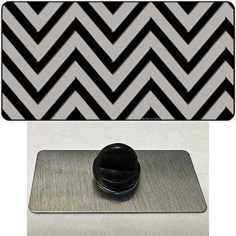 Grey Black Chevron Novelty Metal Hat Pin