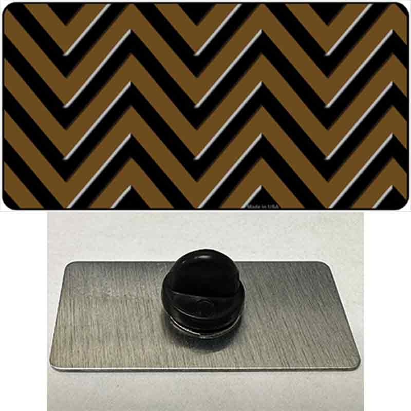 Brown Black Chevron Novelty Metal Hat Pin