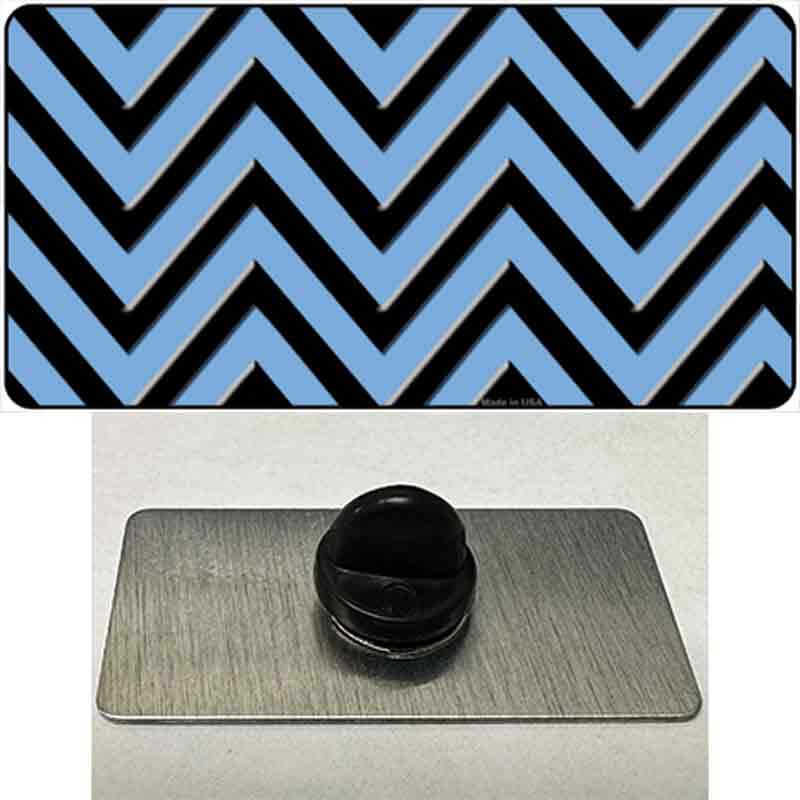 Light Blue Black Chevron Novelty Metal Hat Pin