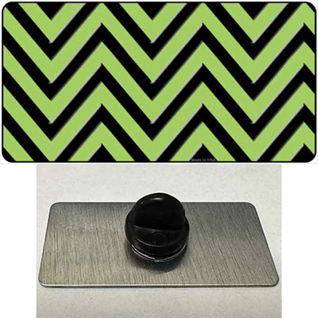 Lime Green Black Chevron Novelty Metal Hat Pin