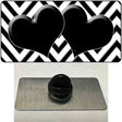 White Black Chevon Hearts Novelty Metal Hat Pin