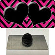 Pink Black Chevon Hearts Novelty Metal Hat Pin