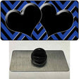 Blue Black Chevon Hearts Novelty Metal Hat Pin