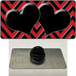 Red Black Chevon Hearts Novelty Metal Hat Pin