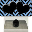 Light Blue Black Chevon Hearts Novelty Metal Hat Pin