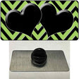 Lime Green Black Chevon Hearts Novelty Metal Hat Pin