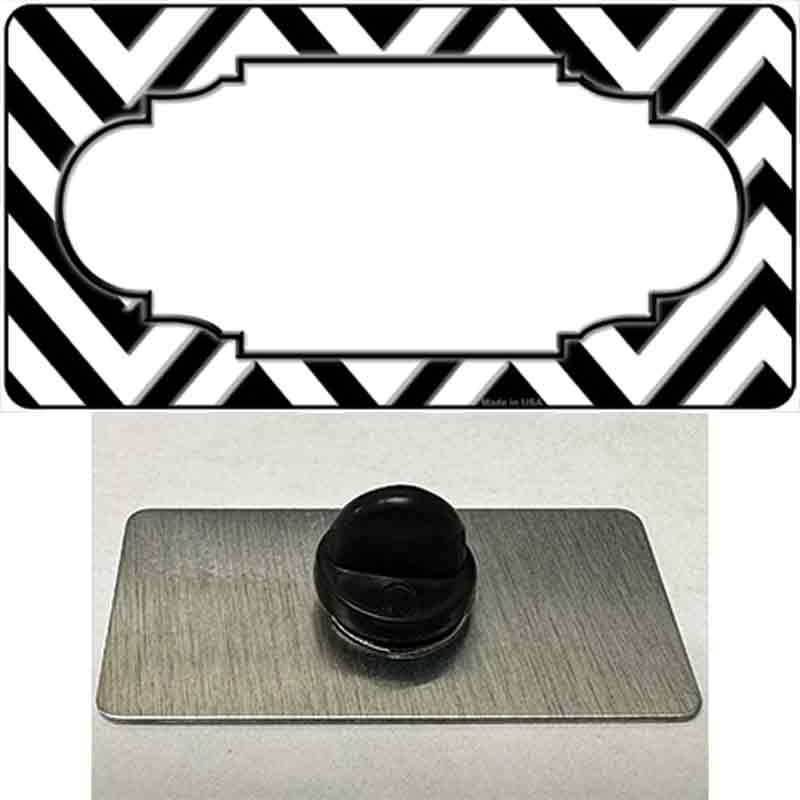 White Black Chevron Scallop Novelty Metal Hat Pin