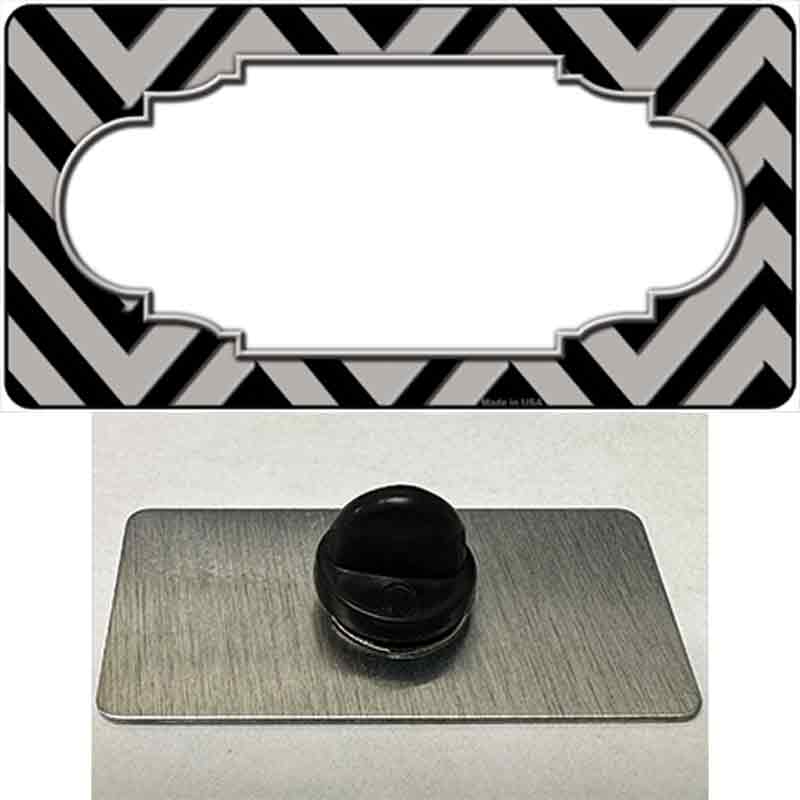 Grey Black Chevron Scallop Novelty Metal Hat Pin