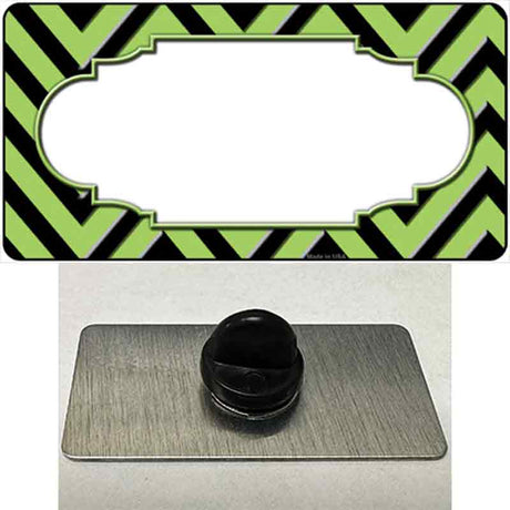 Lime Green Black Chevron Scallop Novelty Metal Hat Pin