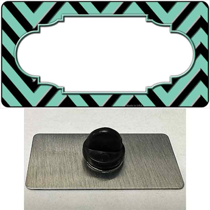 Mint Black Chevron Scallop Novelty Metal Hat Pin