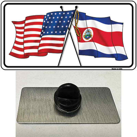 United States Costa Rica Crossed Flags Novelty Metal Hat Pin Sign