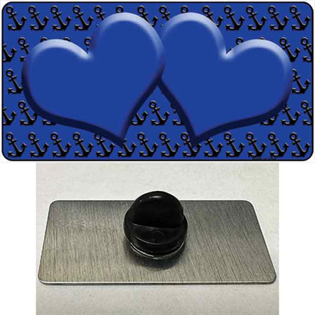 Blue Black Anchor Blue Heart CenterNovelty Metal Hat Pin