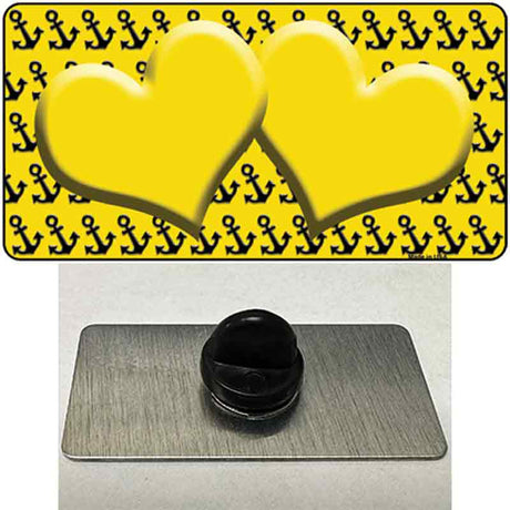 Yellow Black Anchor Yellow Heart Center Novelty Metal Hat Pin