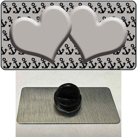 Grey Black Anchor Grey Heart Center Novelty Metal Hat Pin