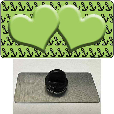 Lime Green Black Anchor Lime Green Heart Center Novelty Metal Hat Pin