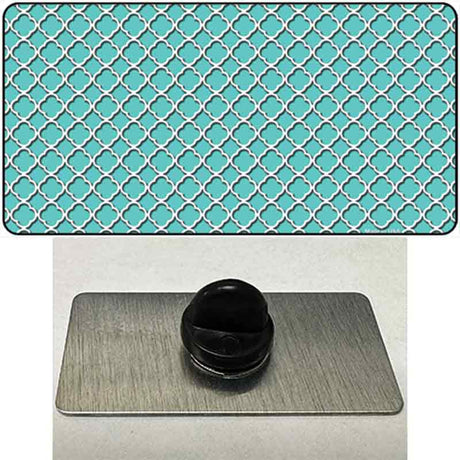 Tiffany Blue White Quatrefoil Novelty Metal Hat Pin