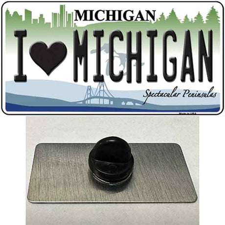 I Love Michigan Novelty Metal Hat Pin