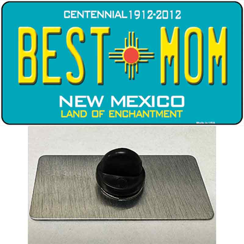 Best Mom Teal New Mexico Novelty Metal Hat Pin