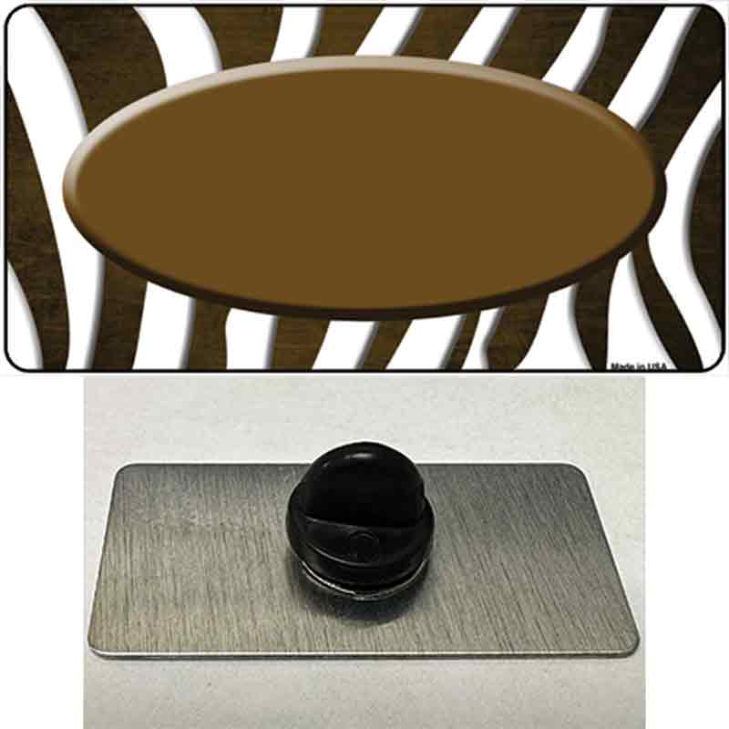 Brown White Zebra Oval Oil Rubbed Novelty Metal Hat Pin