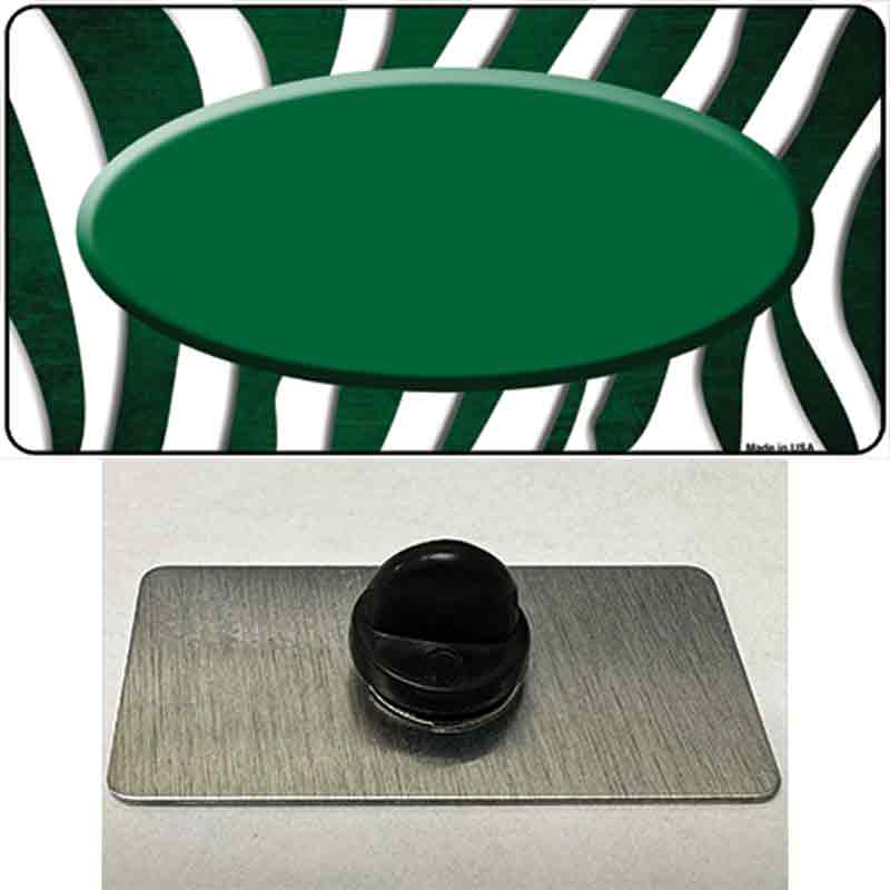 Green White Zebra Oval Oil Rubbed Novelty Metal Hat Pin