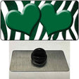 Green White Zebra Hearts Oil Rubbed Novelty Metal Hat Pin