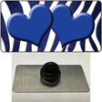 Blue White Zebra Hearts Oil Rubbed Novelty Metal Hat Pin