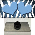 Light Blue White Zebra Hearts Oil Rubbed Novelty Metal Hat Pin