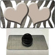 Tan White Zebra Hearts Oil Rubbed Novelty Metal Hat Pin