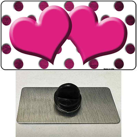 Pink White Dots Hearts Oil Rubbed Novelty Metal Hat Pin