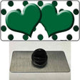 Green White Dots Hearts Oil Rubbed Novelty Metal Hat Pin