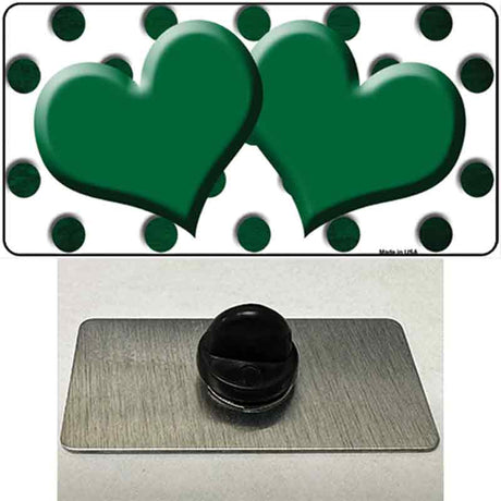 Green White Dots Hearts Oil Rubbed Novelty Metal Hat Pin