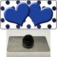 Blue White Dots Hearts Oil Rubbed Novelty Metal Hat Pin