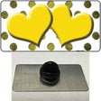 Yellow White Dots Hearts Oil Rubbed Novelty Metal Hat Pin