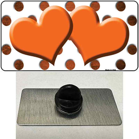 Orange White Dots Hearts Oil Rubbed Novelty Metal Hat Pin