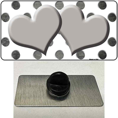 Gray White Dots Hearts Oil Rubbed Novelty Metal Hat Pin