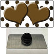 Brown White Dots Hearts Oil Rubbed Novelty Metal Hat Pin