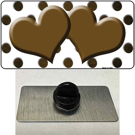 Brown White Dots Hearts Oil Rubbed Novelty Metal Hat Pin