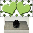 Lime Green White Dots Hearts Oil Rubbed Novelty Metal Hat Pin