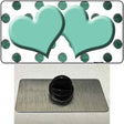 Mint White Dots Hearts Oil Rubbed Novelty Metal Hat Pin