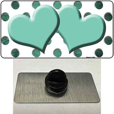 Mint White Dots Hearts Oil Rubbed Novelty Metal Hat Pin