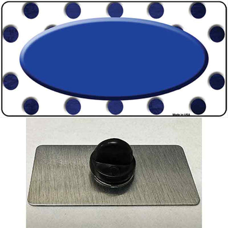 Blue White Dots Oval Oil Rubbed Novelty Metal Hat Pin