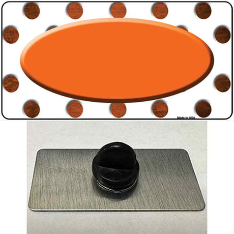 Orange White Dots Oval Oil Rubbed Novelty Metal Hat Pin