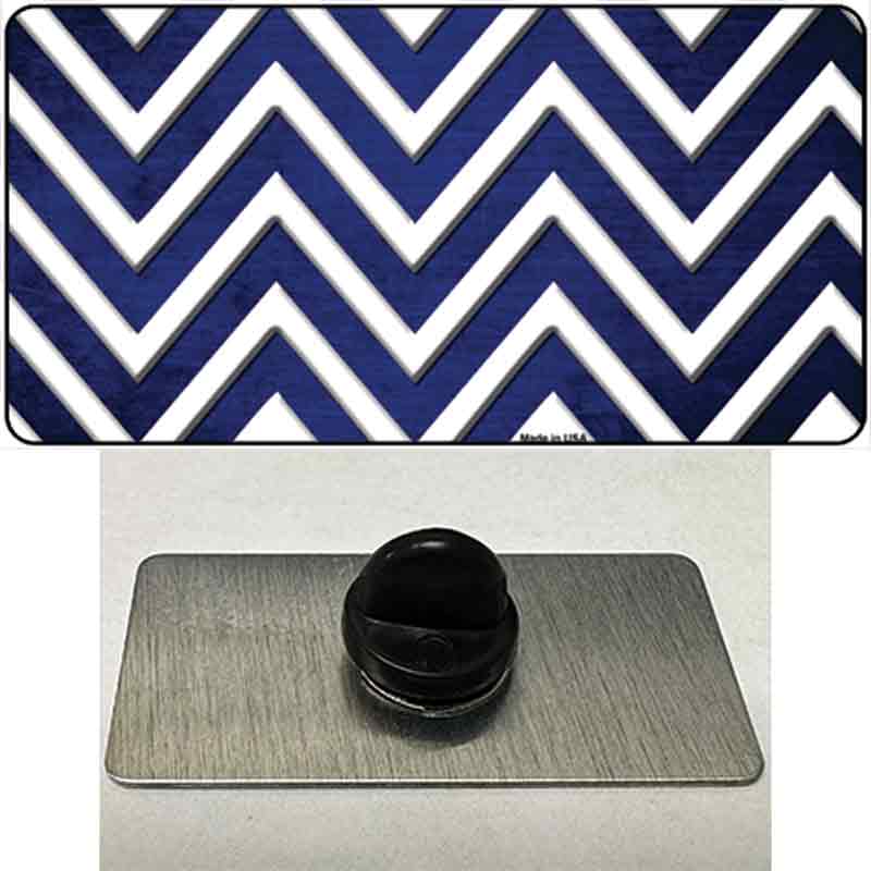 Blue White Chevron Oil Rubbed Novelty Metal Hat Pin