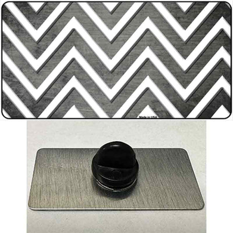 Gray White Chevron Oil Rubbed Novelty Metal Hat Pin