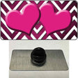 Pink White Hearts Chevron Oil Rubbed Novelty Metal Hat Pin