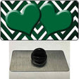 Green White Hearts Chevron Oil Rubbed Novelty Metal Hat Pin